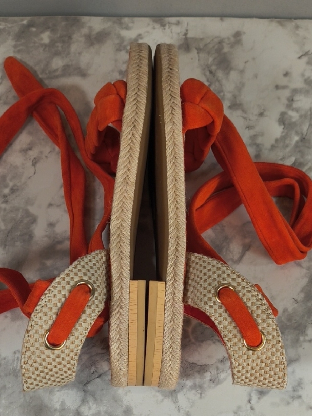 Vince Camuto Women's Espadrille Orange Ankle Wrap Sandals, Size 7M - Picture 7 of 13